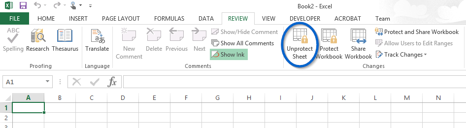 excel protected sheet no password