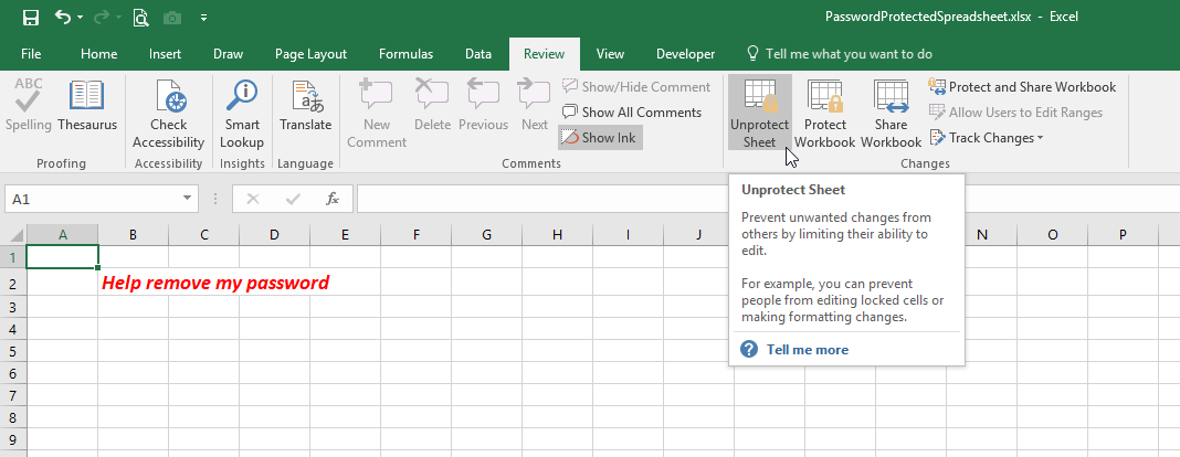 lock excel file properties